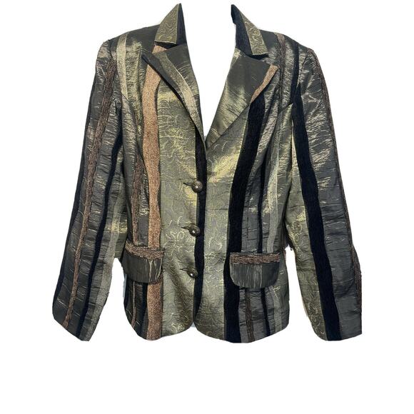 Women's Cartise Sport Contrast Embroider Striped 3 Button Blazer Jacket Size 12 - Picture 1 of 4